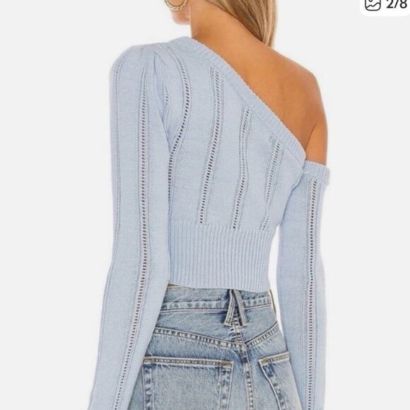 MAJORELLE Light Blue Off-the-Shoulder Sweater - Picture 2 of 8